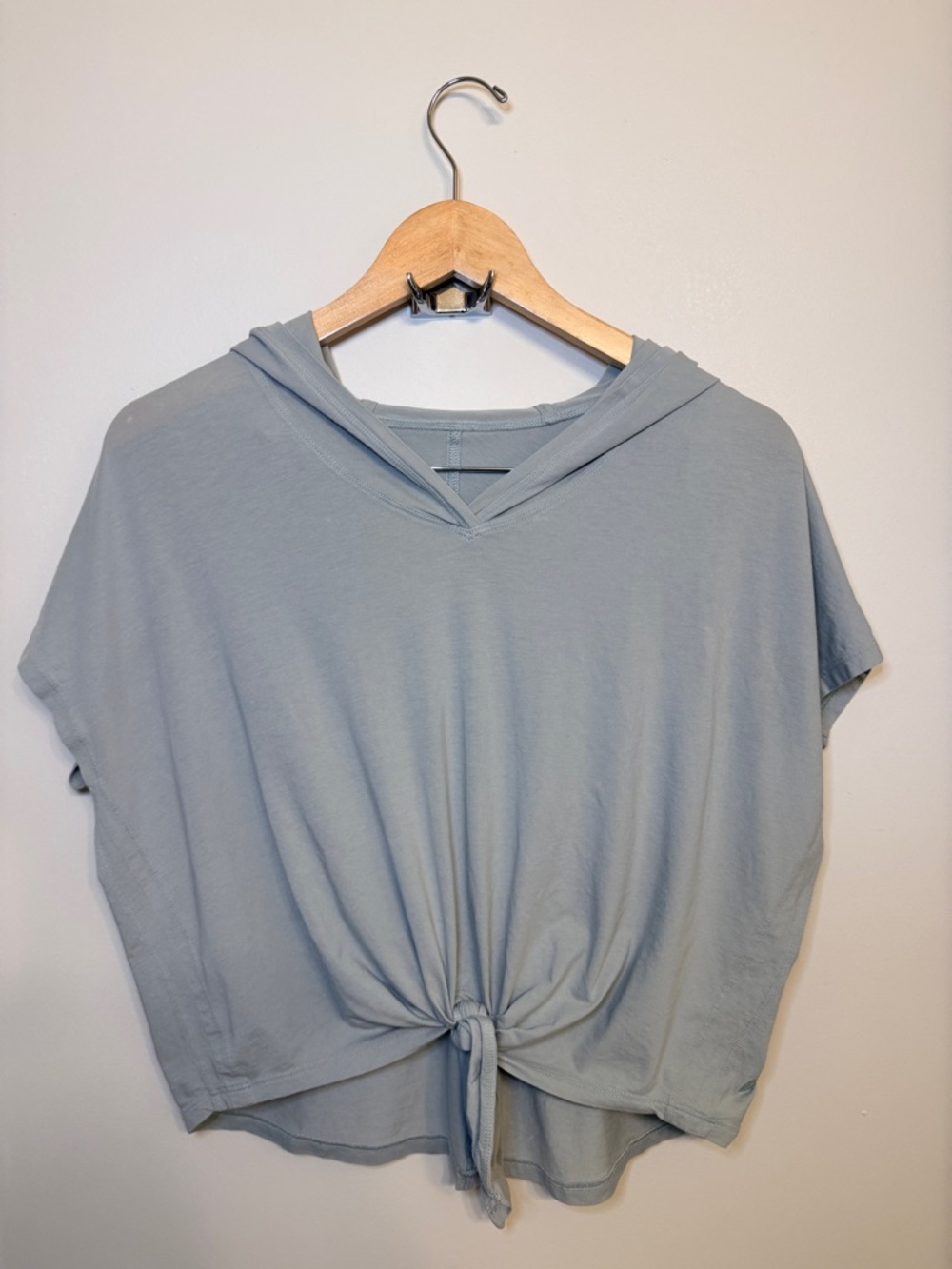 lululemon athletica Light Blue Tie-Front Hooded Crop Top